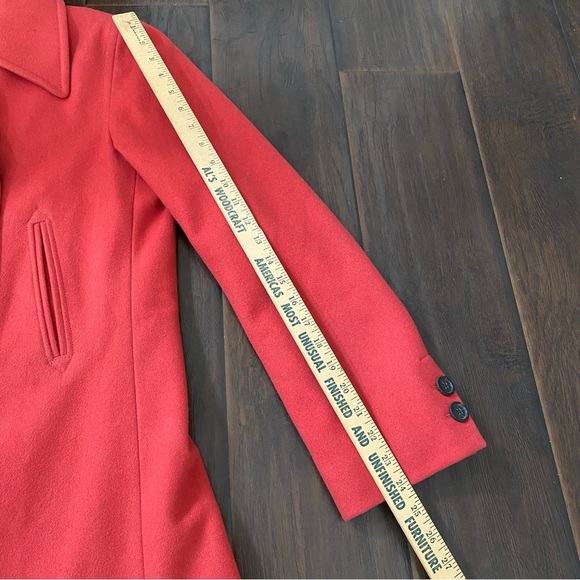 J. Crew Women’s Double Breasted Wool Blended Red Pea Coat L - Picture 12 of 13